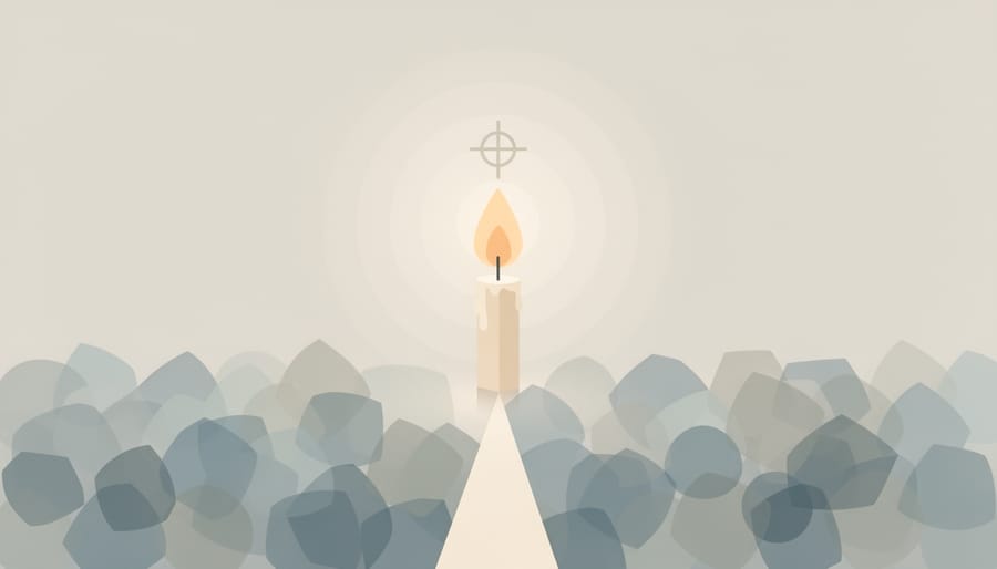 A single candle flame in a dim room symbolizing spiritual clarity and discernment.